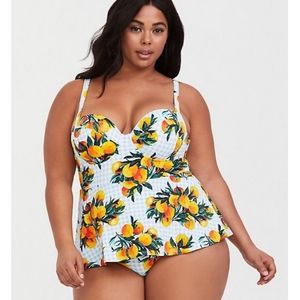 Peplum short swim dress